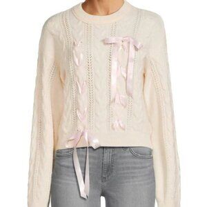 NWT Lea & Viola Bow Cable Knit Sweater